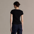 Black Boat Neck Fitted T-Shirt - shopaleena