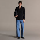 Black Crepe One-Button Tailored Blazer - shopaleena