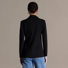Black Crepe One-Button Tailored Blazer - shopaleena