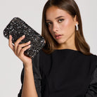 Black Crystal Beaded Clutch - shopaleena