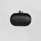 Black Crystal Beaded Oval Clutch - shopaleena
