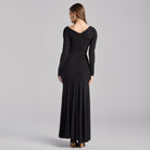 Black Draped Jersey Maxi Dress - shopaleena
