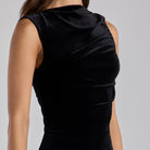 Black Draped Velvet Midi Dress - shopaleena