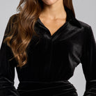 Black Draped Waist Maxi Velvet Dress - shopaleena