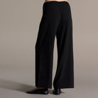 Black Elastic Waist Wide Leg Pants - shopaleena