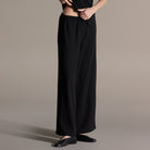 Black Elastic Waist Wide Leg Pants - shopaleena