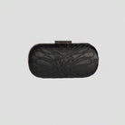 Black Embroidered Satin Clutch - shopaleena