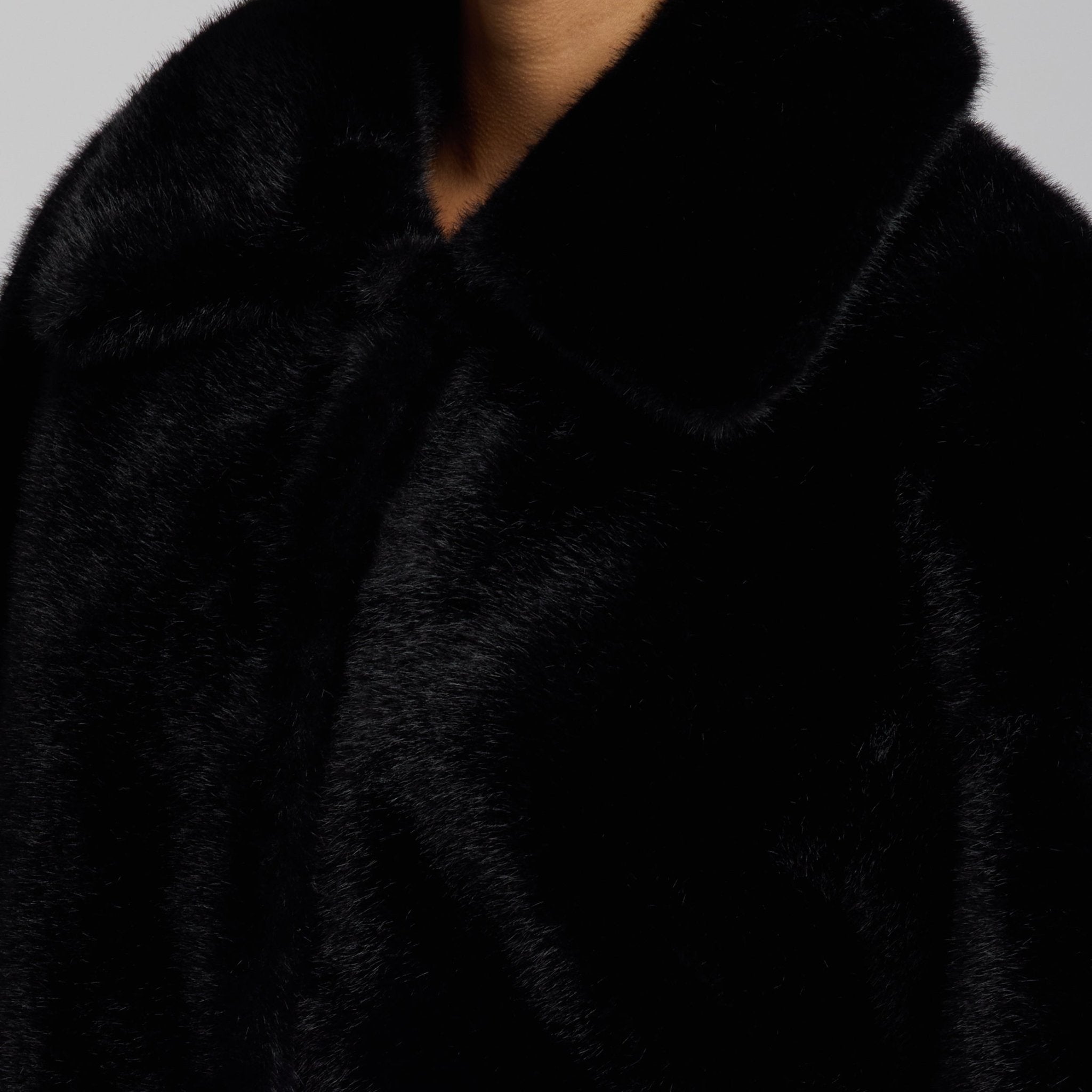 Black Faux Mink Fur Jacket - shopaleena