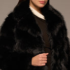 Black Faux Sable Fur Jacket - shopaleena