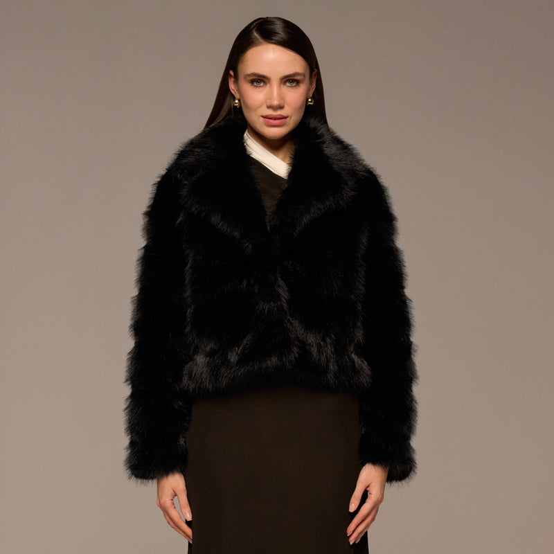 Black Faux Sable Fur Jacket