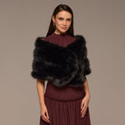 Black Faux Sable Fur Shawl - shopaleena