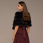 Black Faux Sable Fur Shawl - shopaleena