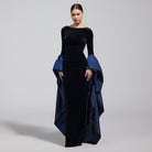 Black Fitted Gown With Extra Long Sleeves - shopaleena