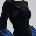 Black Fitted Gown With Extra Long Sleeves - shopaleena