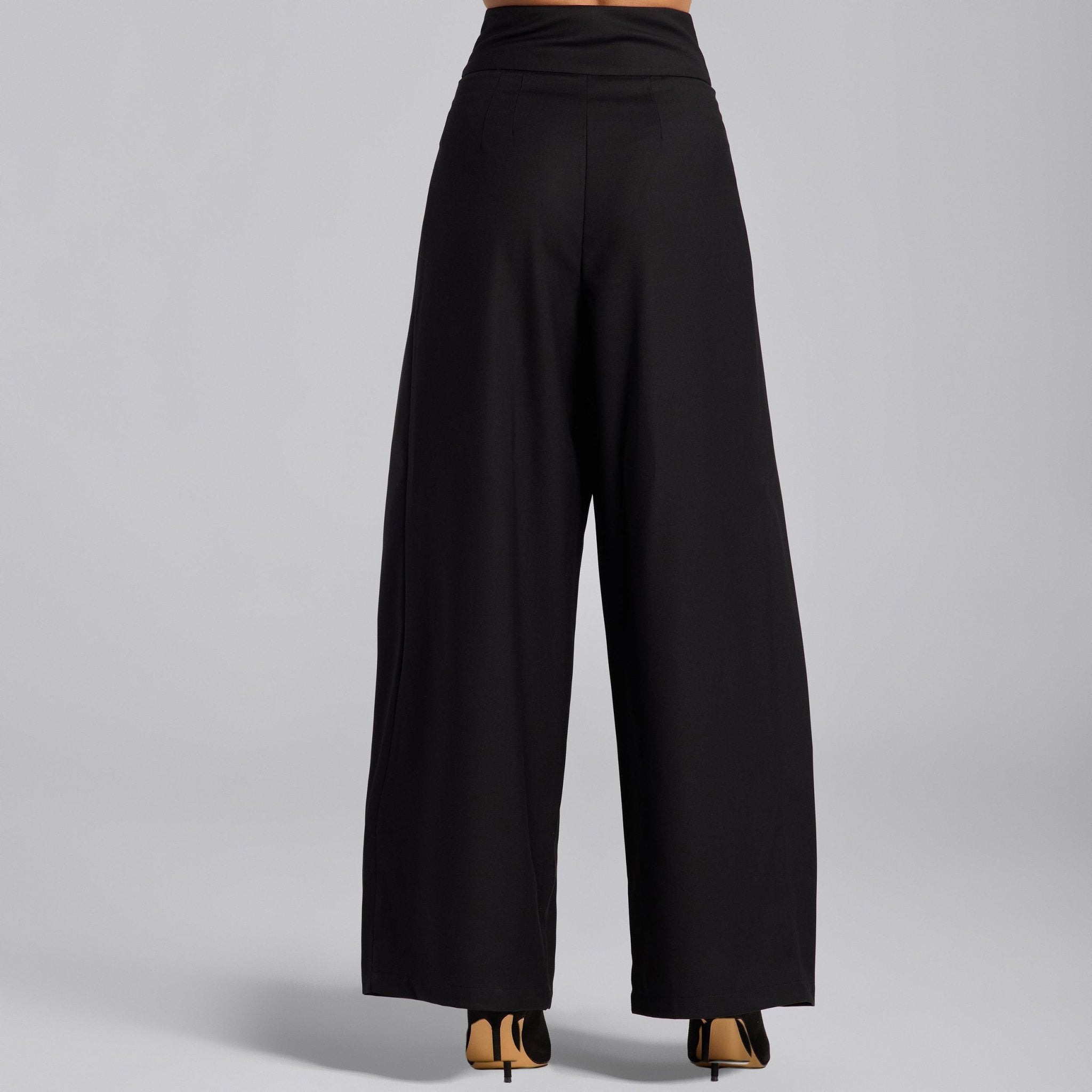 Black Front Overlay Cotton Pants - shopaleena