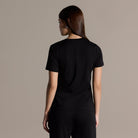 Black Gathered Side Cotton T-shirt - shopaleena