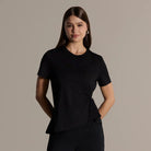 Black Gathered Side Cotton T-shirt - shopaleena