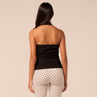 Black Halter Neck Button Top - shopaleena