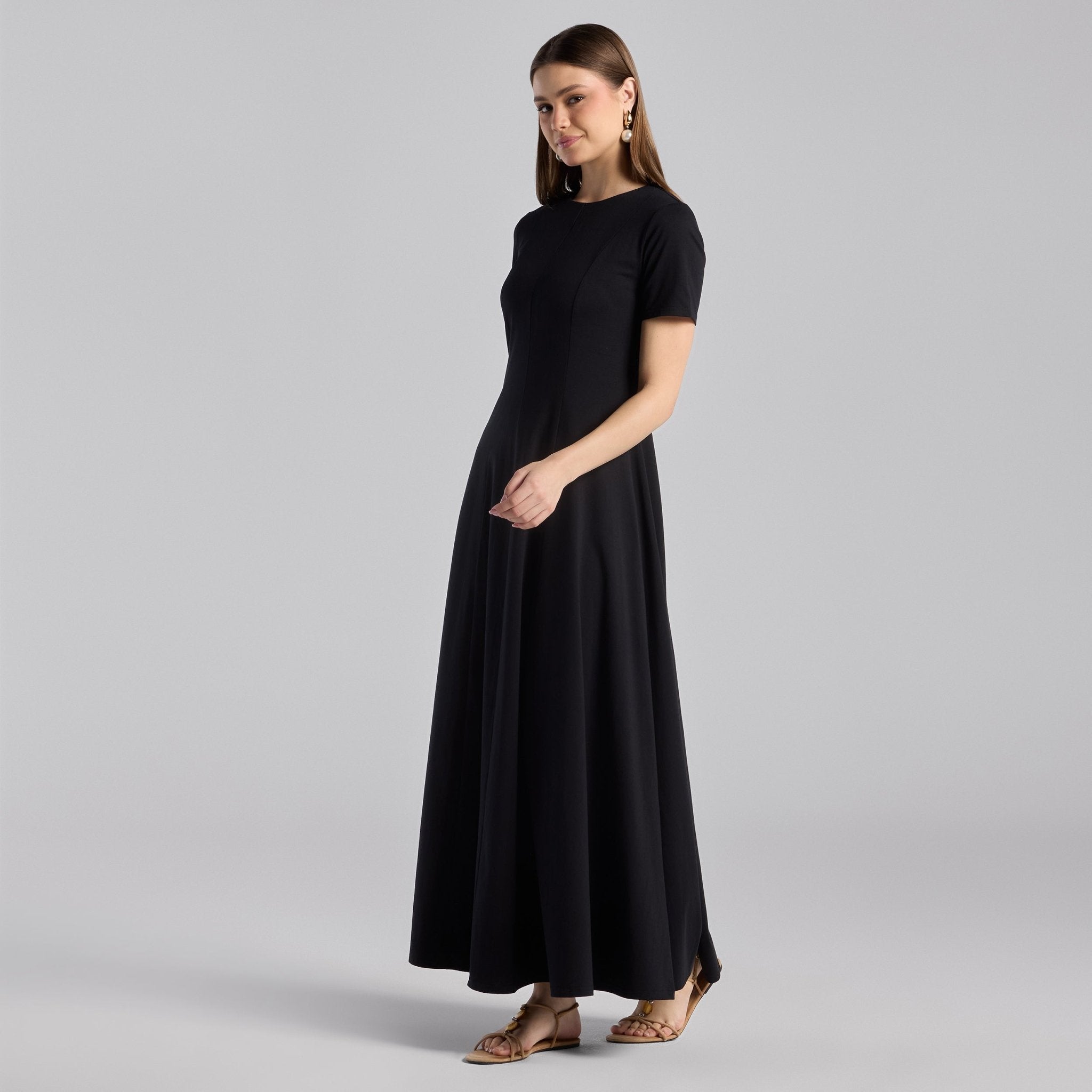 Black Knit Under Abaya Dress - shopaleena