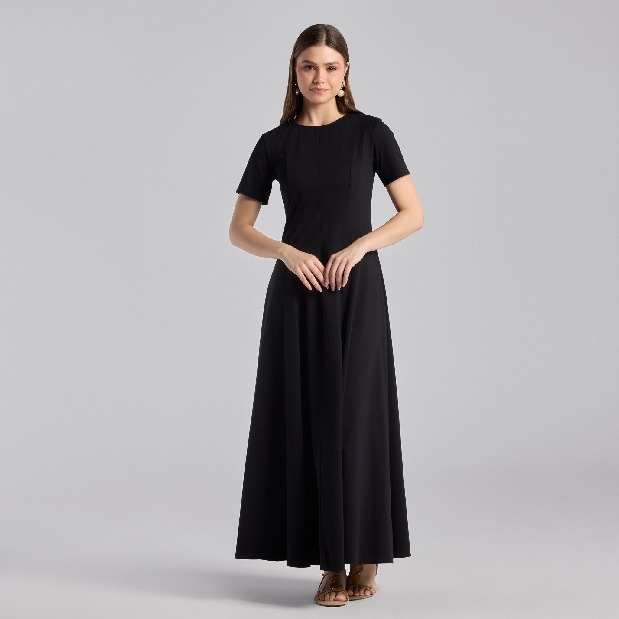 Black Knit Under Abaya Dress - shopaleena