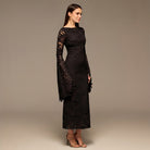 Black Lace Long Sleeve Maxi Dress - shopaleena