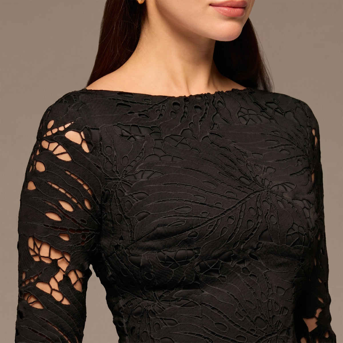 Black Lace Long Sleeve Maxi Dress - shopaleena
