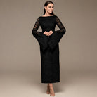 Black Lace Long Sleeve Maxi Dress - shopaleena
