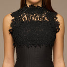 Black Lace - Paneled Cotton Midi Dress - shopaleena