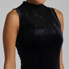 Black Lace Turtleneck Velvet Maxi Dress - shopaleena