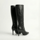 Black Leather High Heel Knee - High Boots - shopaleena