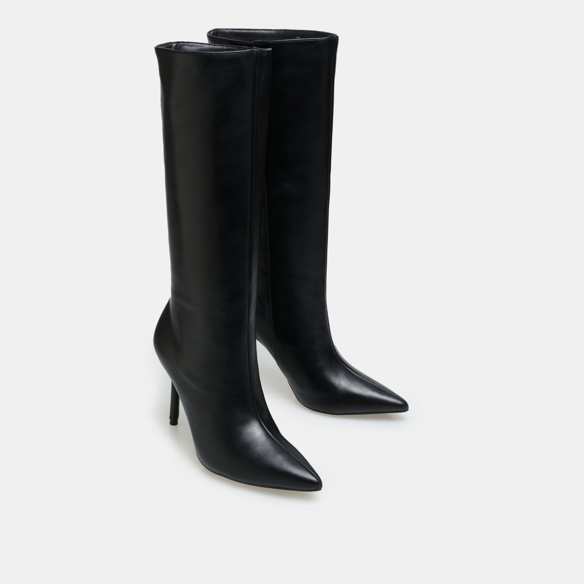 Black Leather High Heel Knee - High Boots - shopaleena