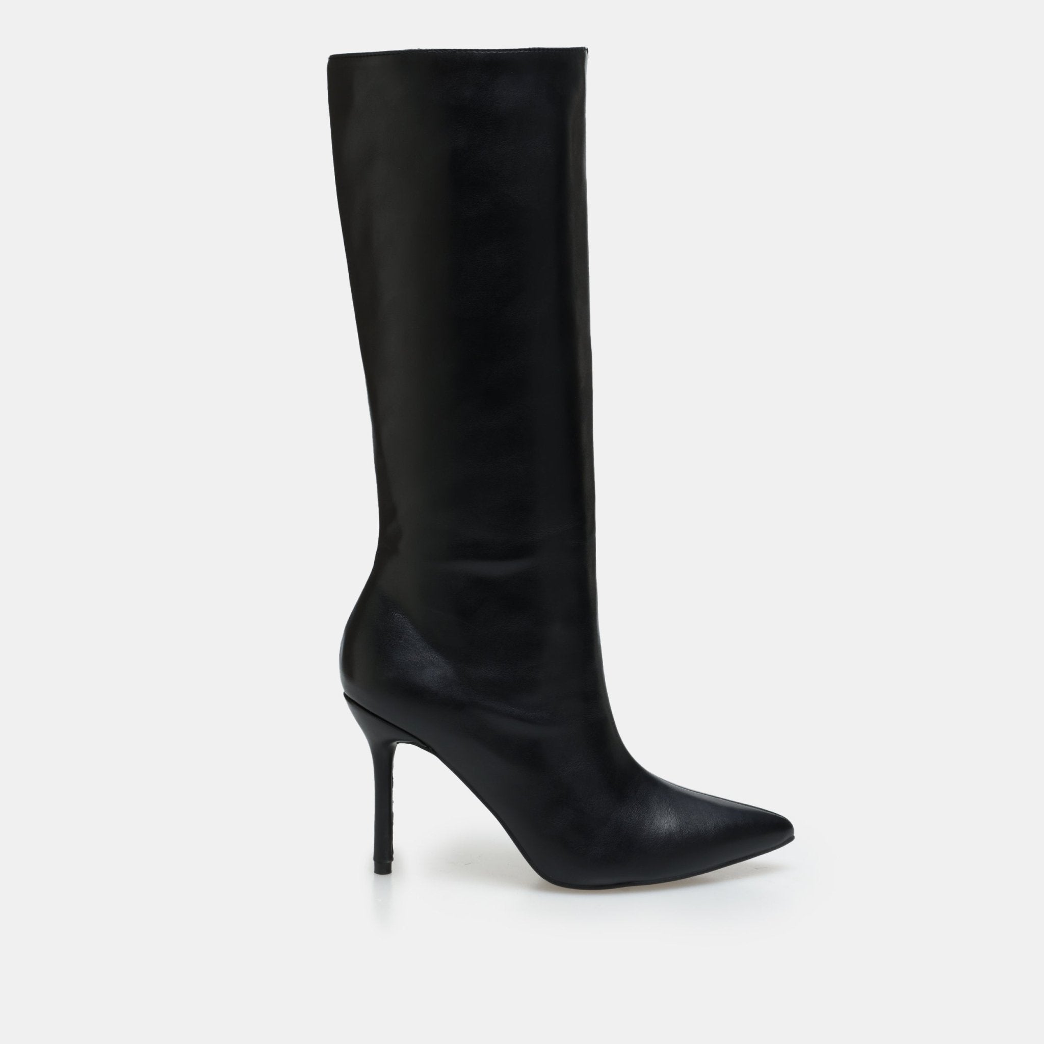 Black Leather High Heel Knee - High Boots - shopaleena