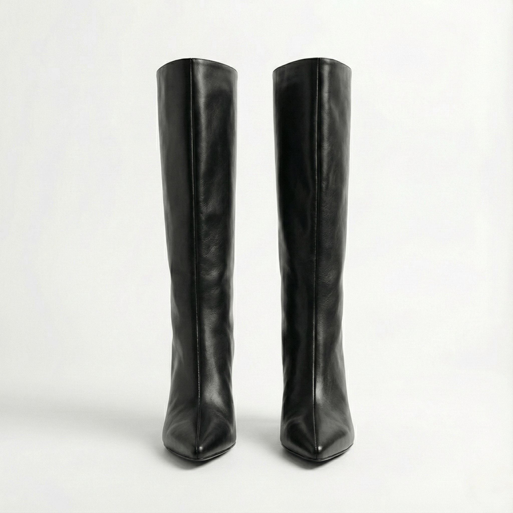 Black Leather High Heel Knee - High Boots - shopaleena