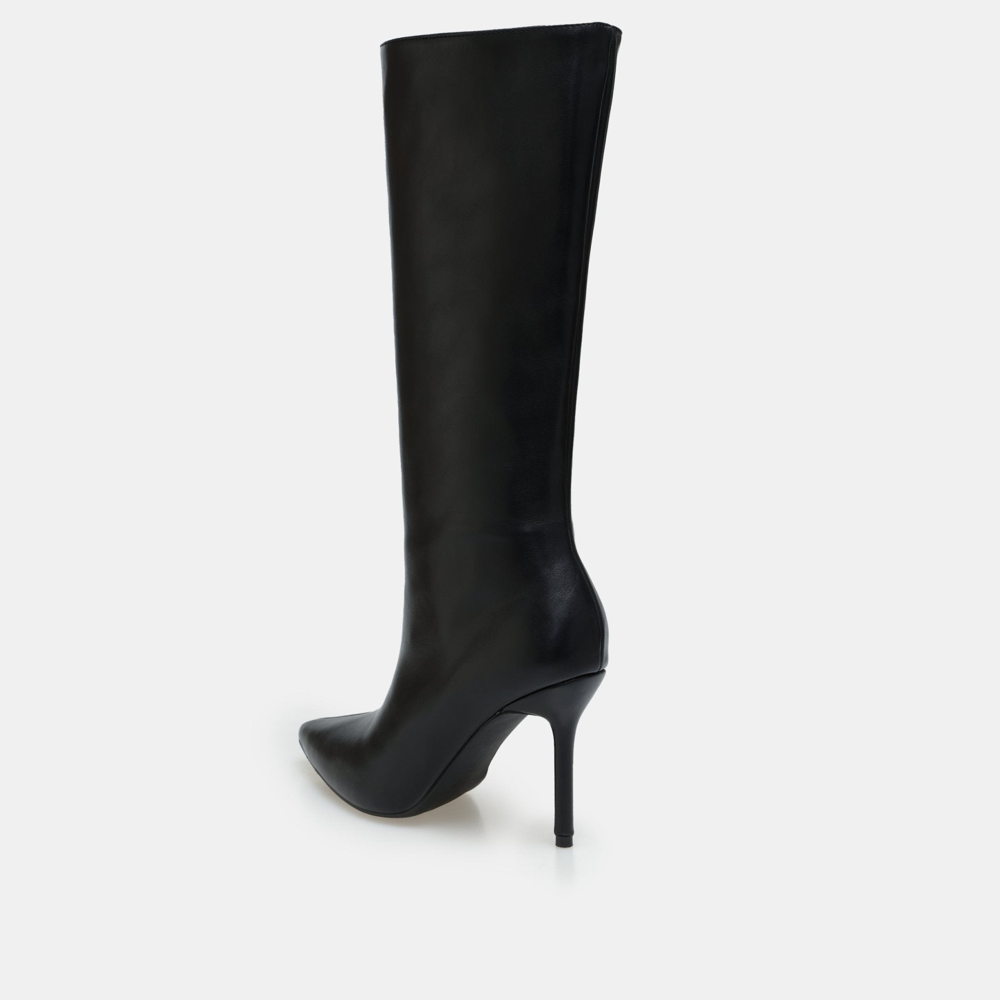 Black Leather High Heel Knee - High Boots - shopaleena