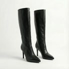 Black Leather High Heel Knee - High Boots - shopaleena