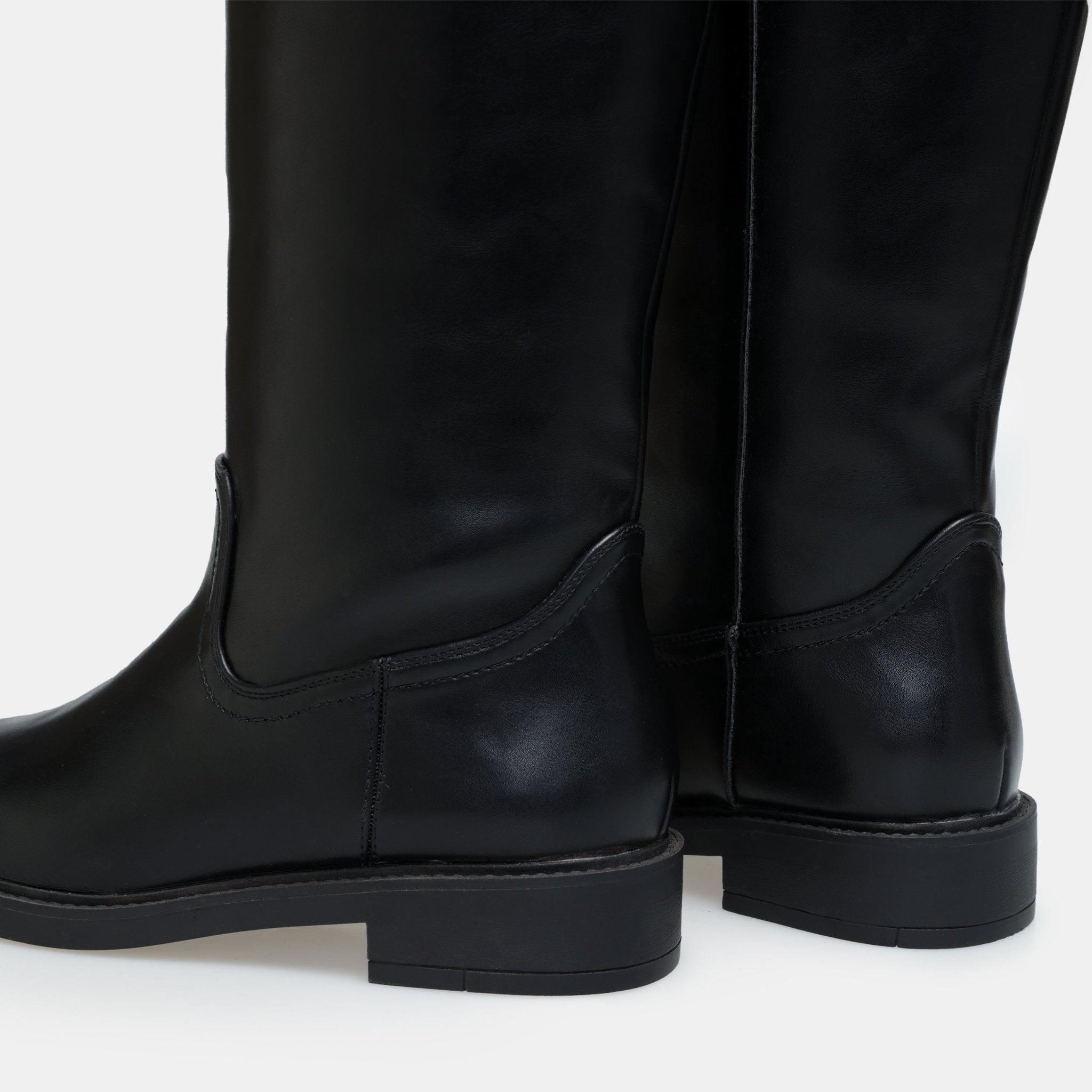 Black Leather Knee - High Boots - shopaleena