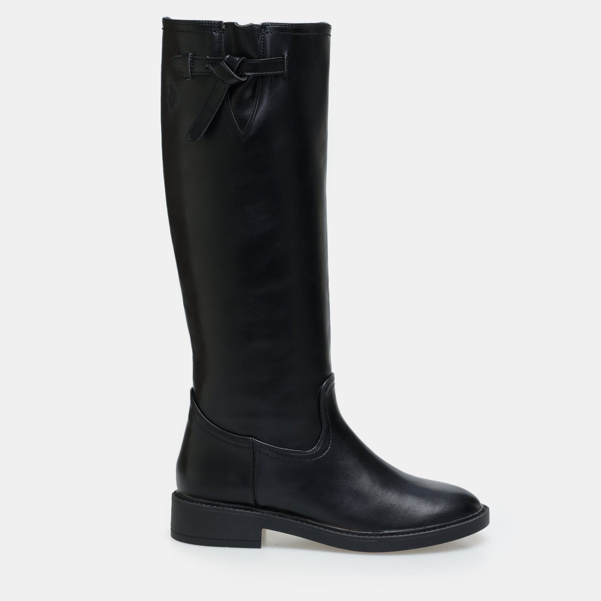 Black Leather Knee - High Boots - shopaleena