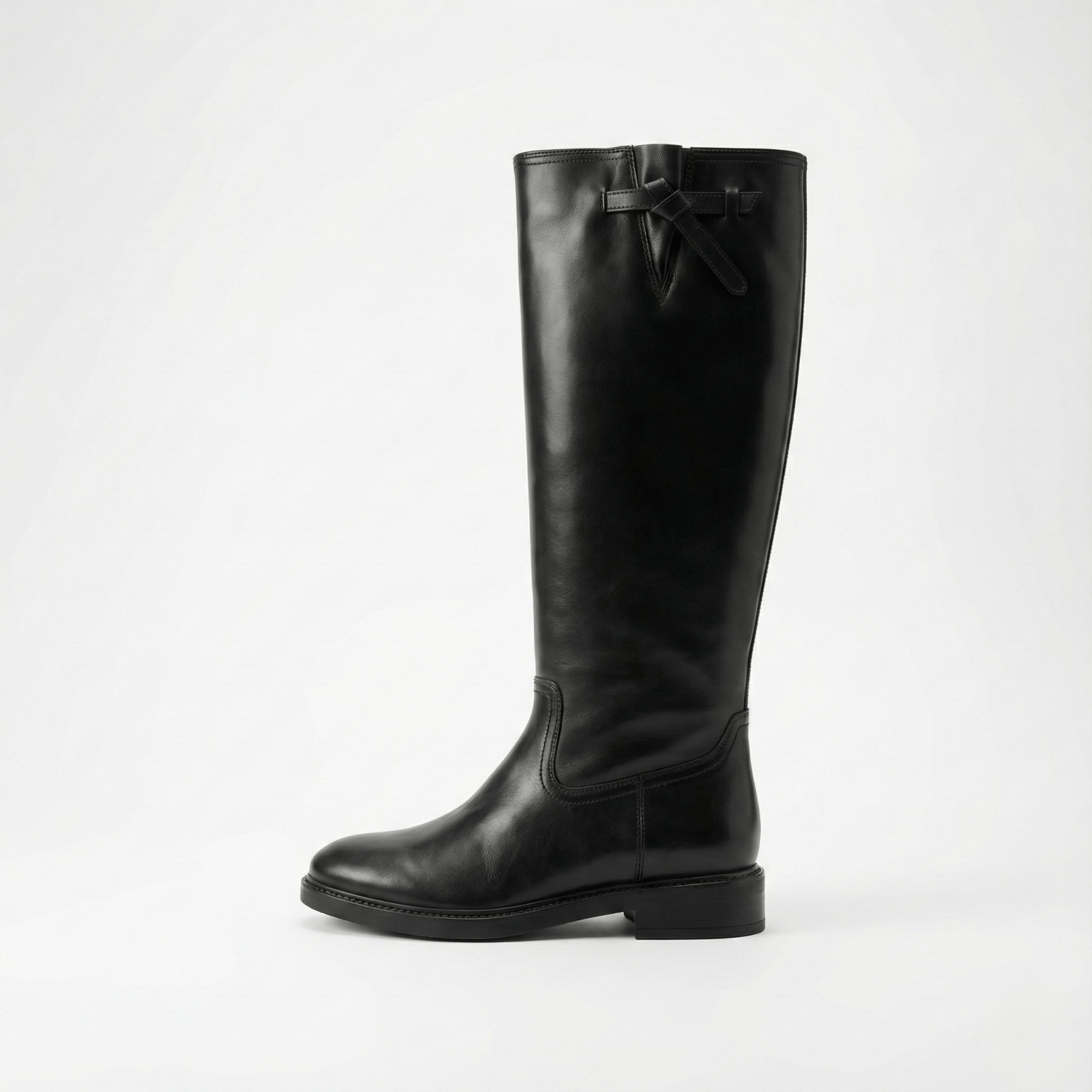 Black Leather Knee - High Boots - shopaleena