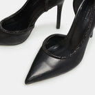 Black Leather Pointed Toe Pumps - shopaleena