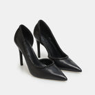 Black Leather Pointed Toe Pumps - shopaleena