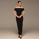 Black Off Shoulder Crepe Maxi Dress - shopaleena