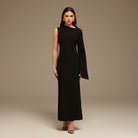 Black One Sleeve Maxi Dress - shopaleena