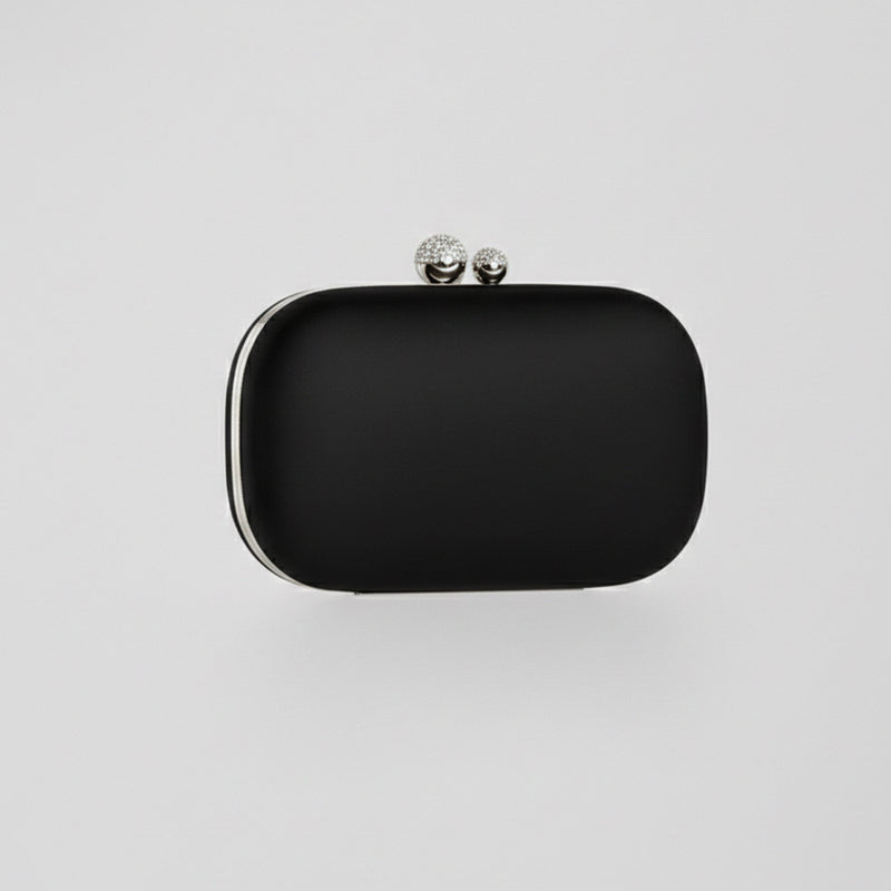Black Oval Satin Clutch