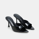 Black Patent Leather High Heel Mules - shopaleena