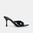 Black Patent Leather High Heel Mules - shopaleena