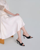 Black Patent Leather High Heel Mules - shopaleena