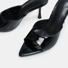 Black Patent Leather High Heel Mules - shopaleena