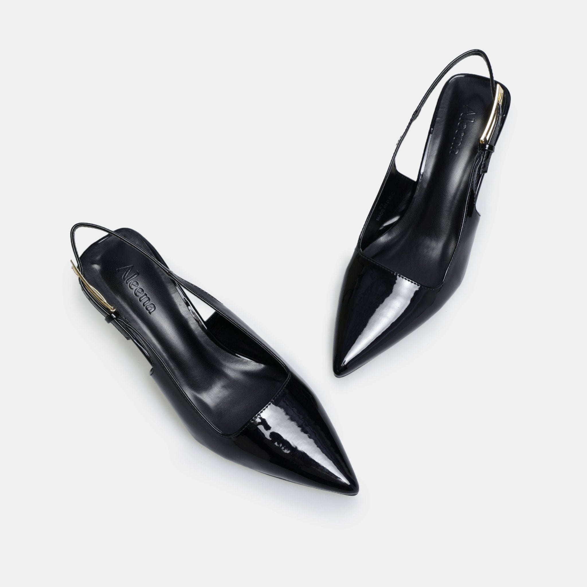 Black Patent Slingback Heels - shopaleena