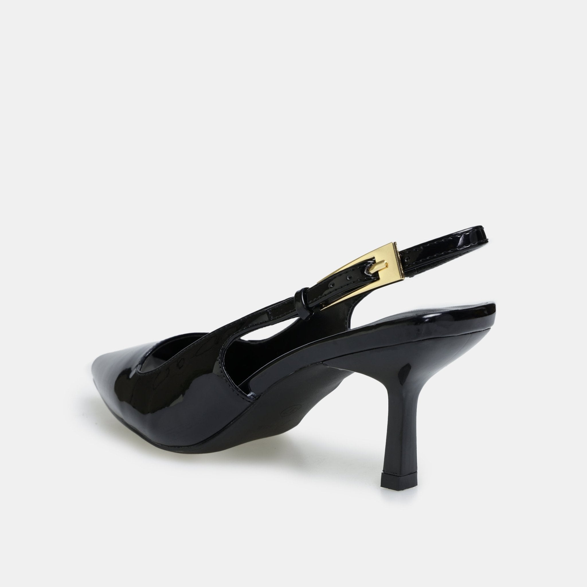 Black Patent Slingback Heels - shopaleena