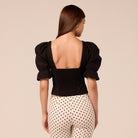 Black Puff sleeve Sweetheart Neck Top - shopaleena